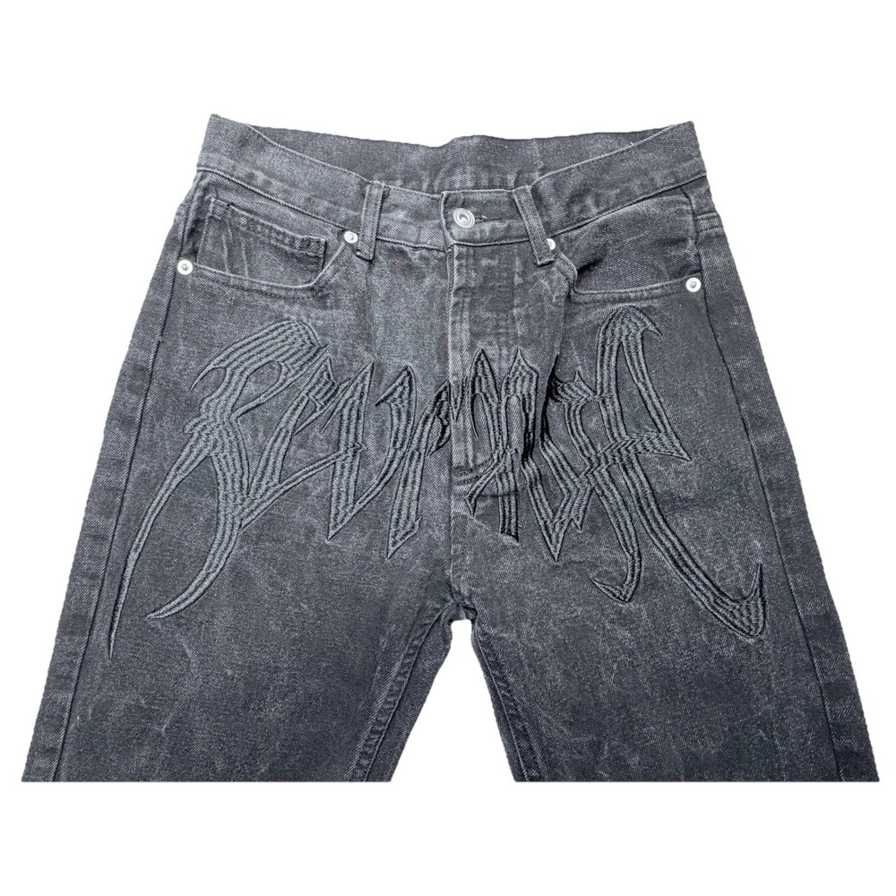 Revenge Embroidered Gothic Black Denim‎ Jeans Streetwear Pants Size 32